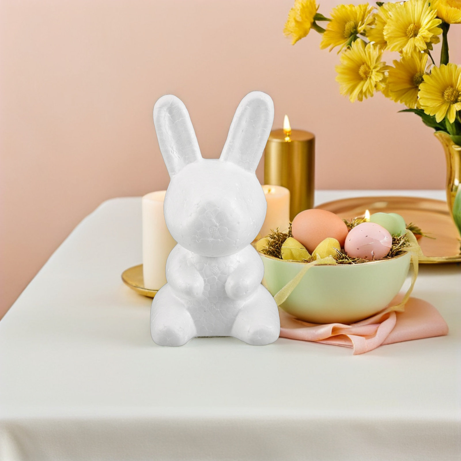 Wedding Floral Supply - 3Pcs White Foam Bunny DIY Sculpture