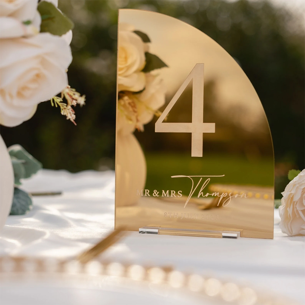 Table Number Gold - Personalized Wedding Bar Sign Acrylic with