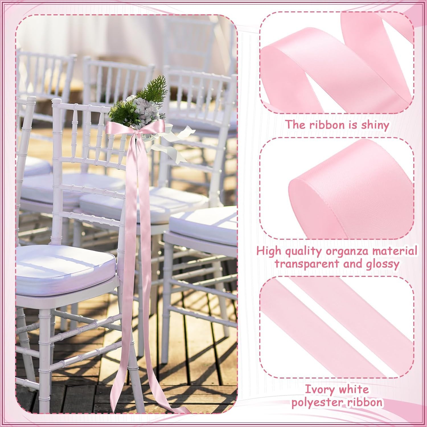 Chair Bows Aisle Satin Bows fo - огляд і ціна Bridal Sash Ribbon