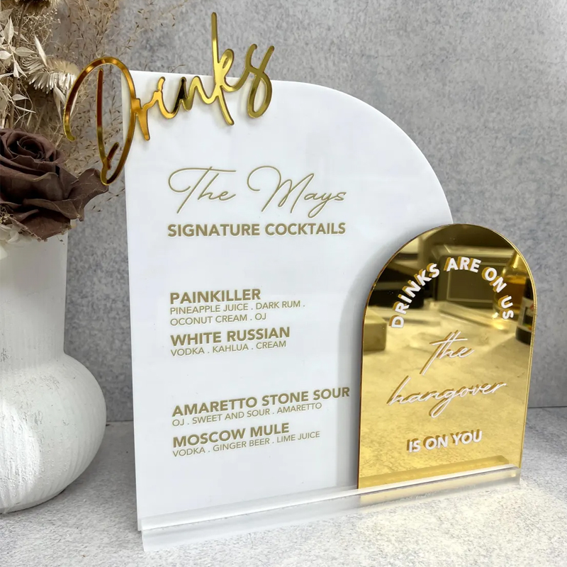 Custom Bar Menu with 3D Cutout - огляд і ціна Table Number Gold