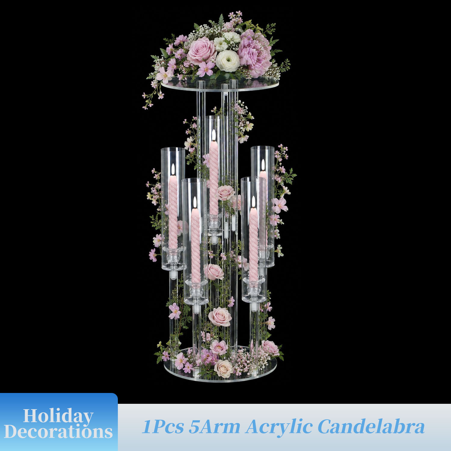 Clear 5-Arm Acrylic Candelabra - огляд і ціна Centerpiece Vase Tall