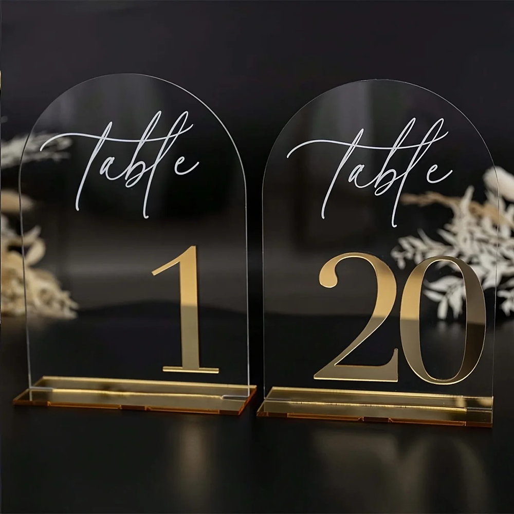 Custom 1 and 10pcs clear Acryl - огляд і ціна Table Number Gold