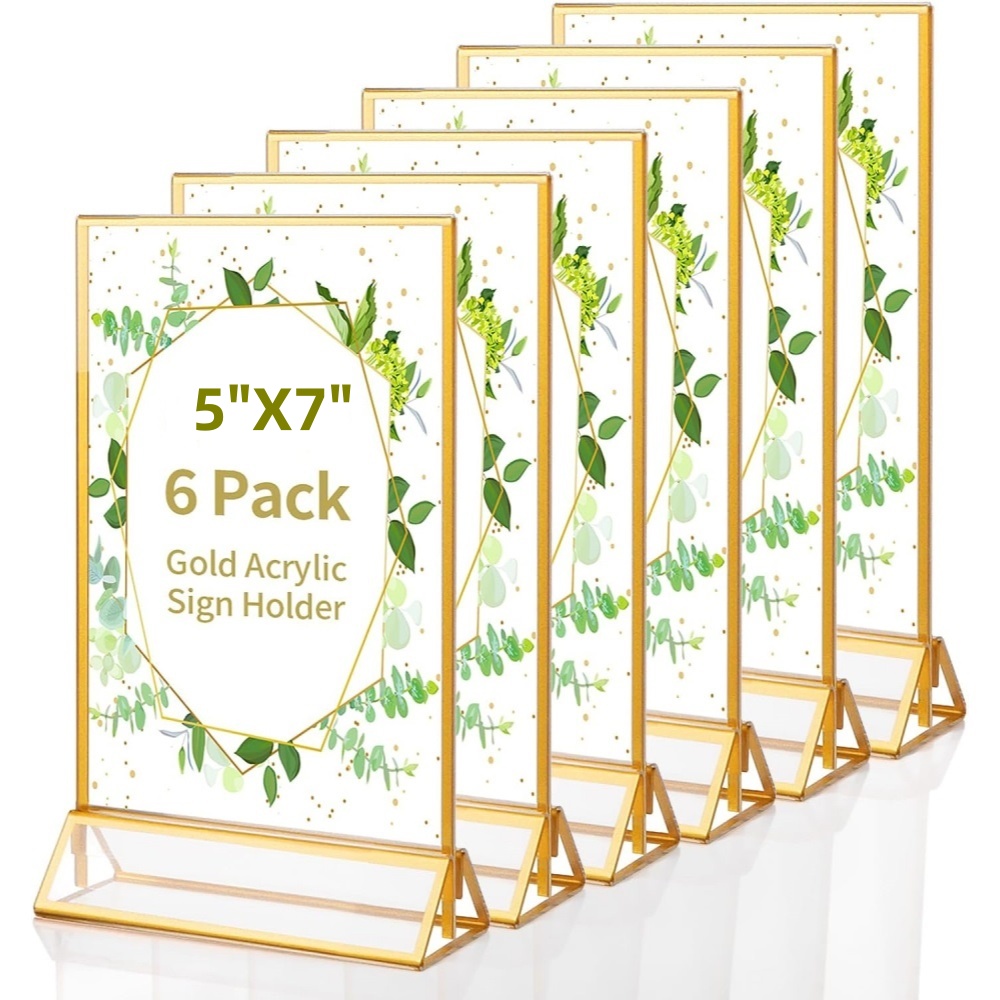 6Pack 5x7 Clear Acrylic Sign H - огляд і ціна Table Number Gold