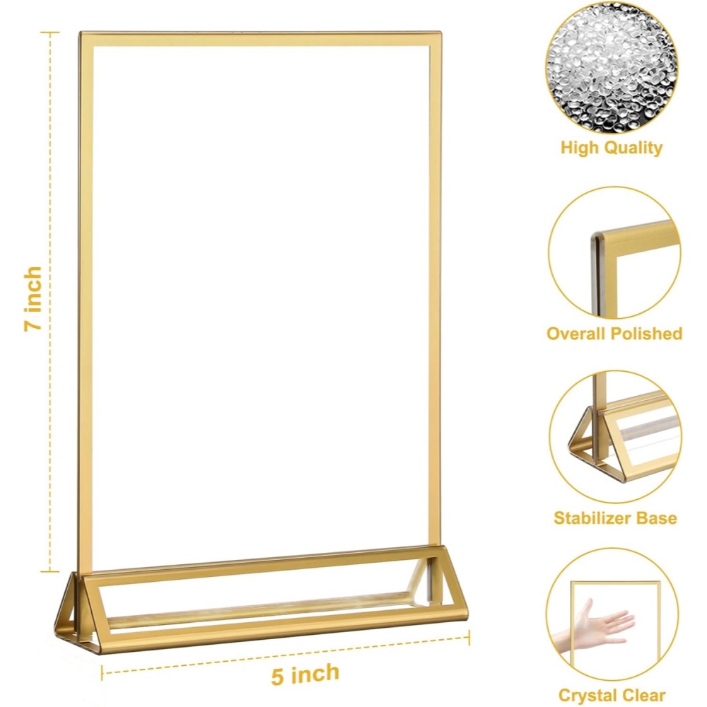 6Pack 5x7 Clear Acrylic Sign H - огляд і ціна Table Number Gold