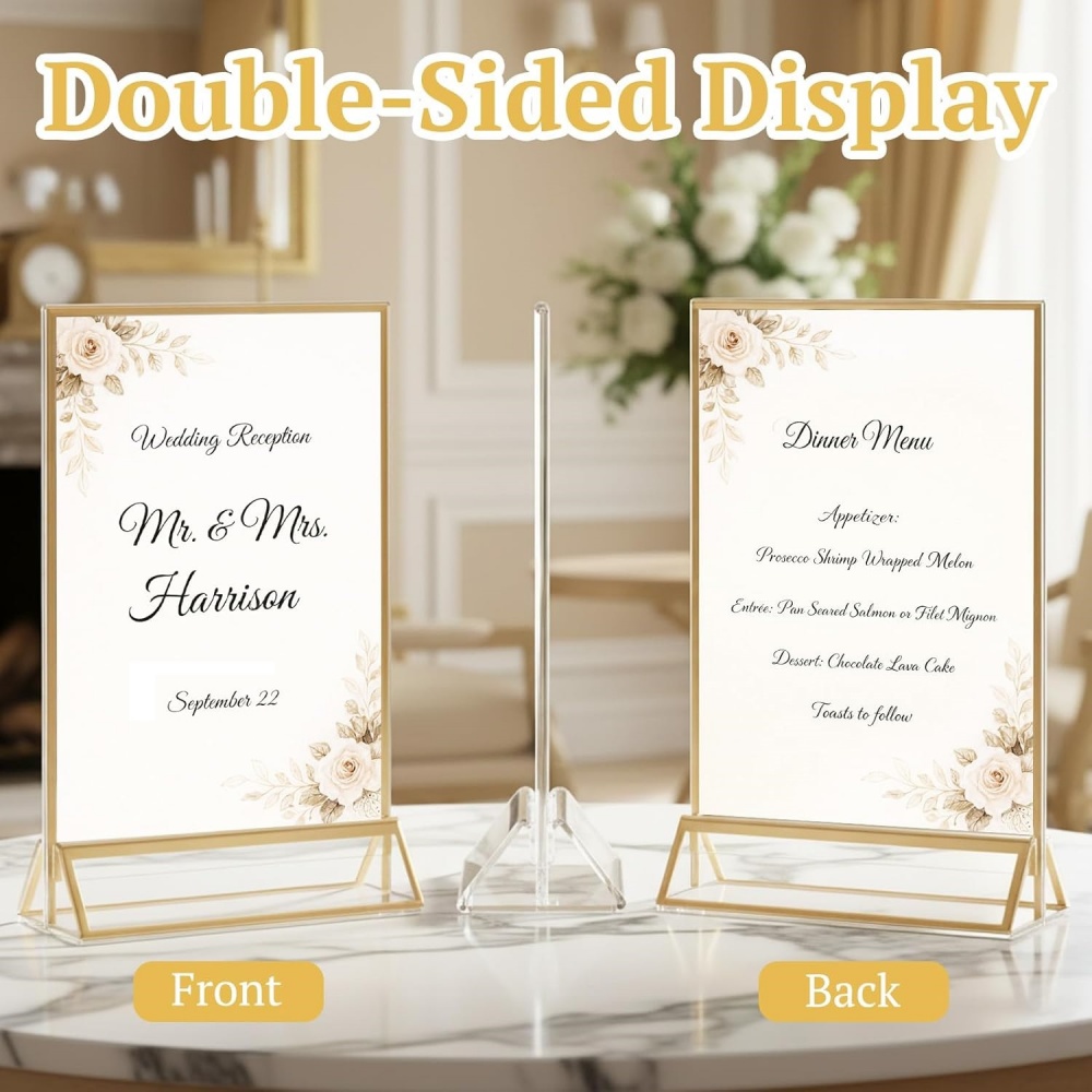 6Pack 5x7 Clear Acrylic Sign H - огляд і ціна Table Number Gold