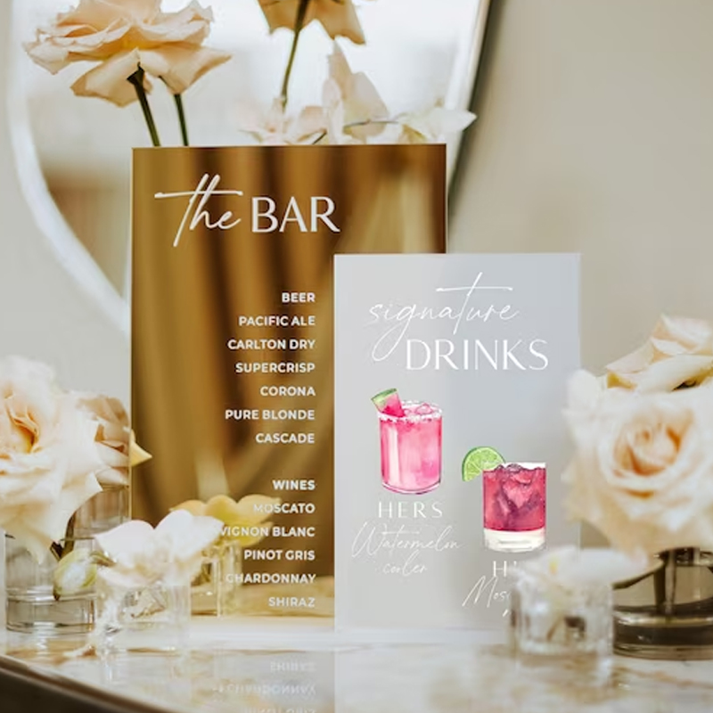 Signature Drink Sign,His and H - огляд і ціна Table Number Gold