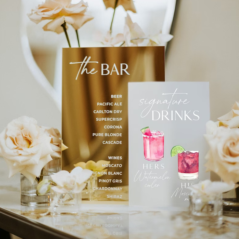 Signature Drink Sign,His and H - огляд і ціна Table Number Gold