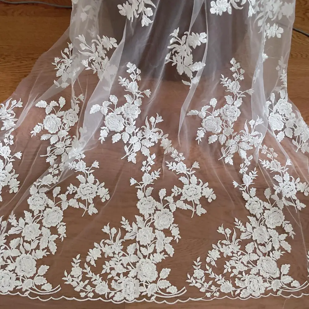 French Embroidered Lace Fabric - огляд і ціна Wedding Dress Supply