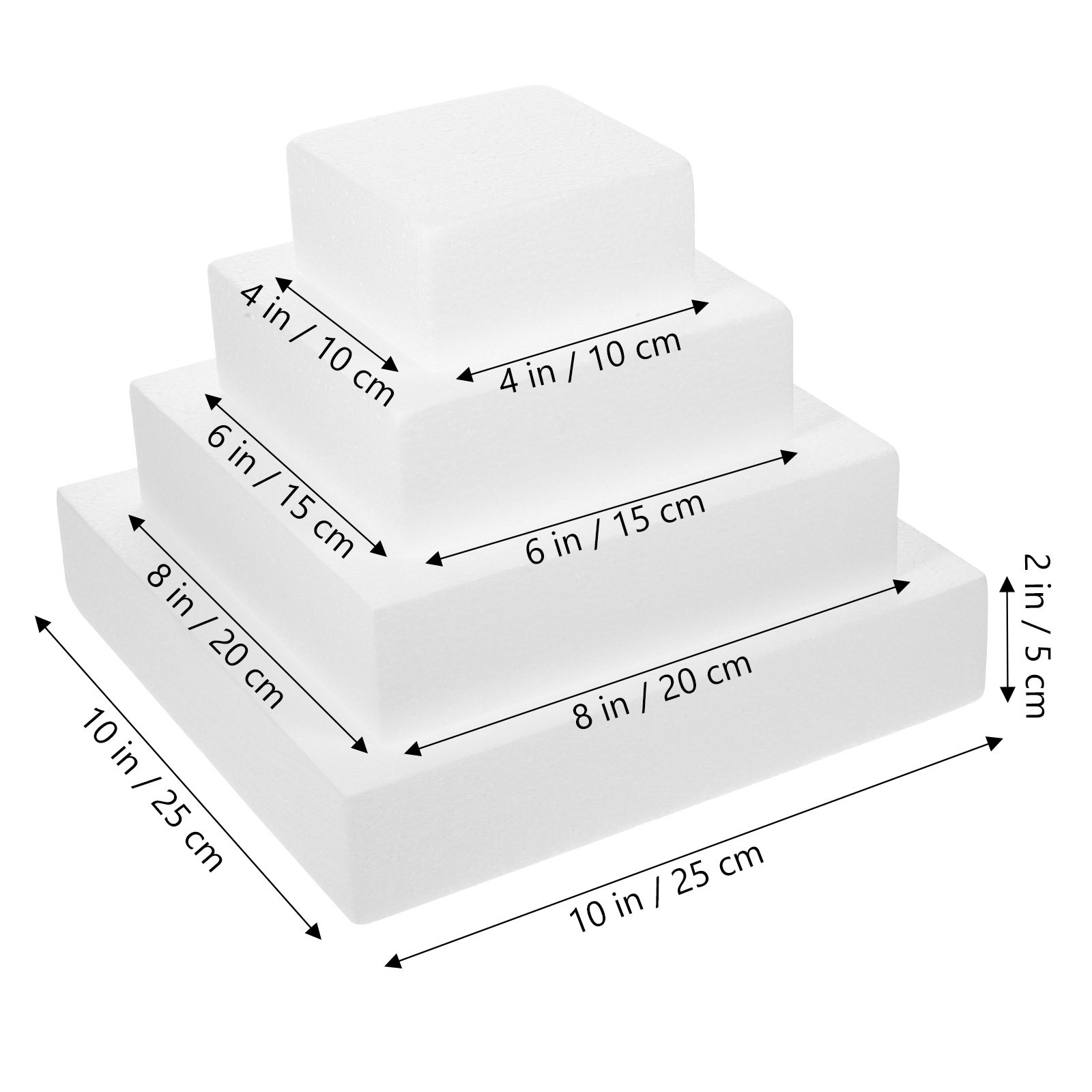 4Pcs Foam Cake Dummies Cubic S - огляд і ціна Wedding Cake Supply